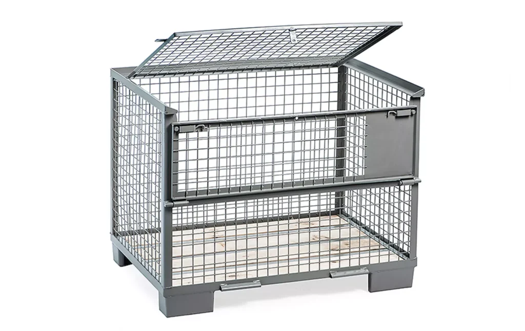 Gitterbox mit Deckel und einer Klappe