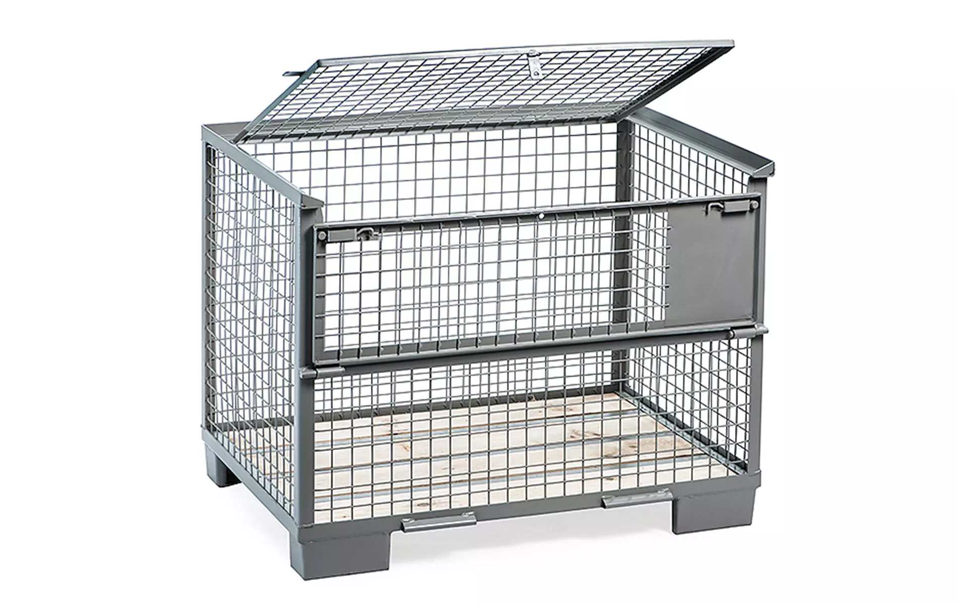Gitterbox mit Deckel und einer Klappe