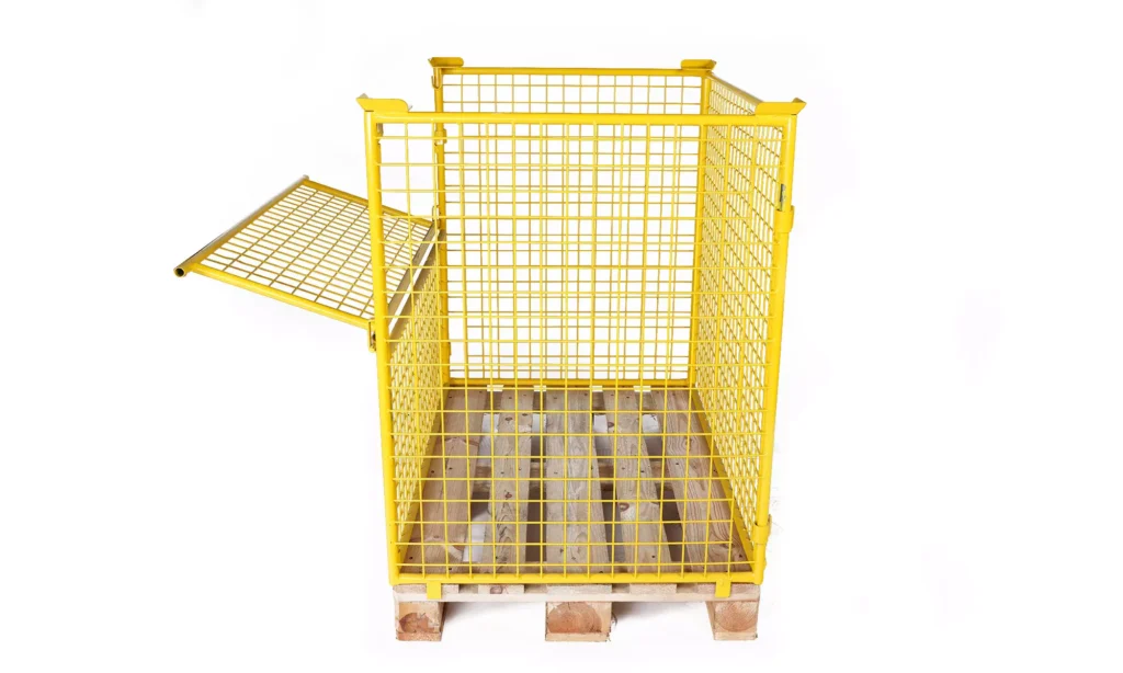 Palettenaufsatz 800 x 1200 x 1000 mit einseitiger Tür in Gelb