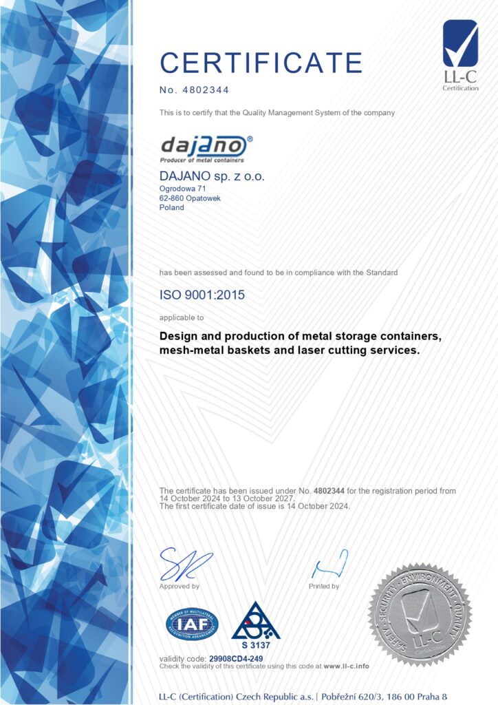 certyfikat ISO 9001-2015